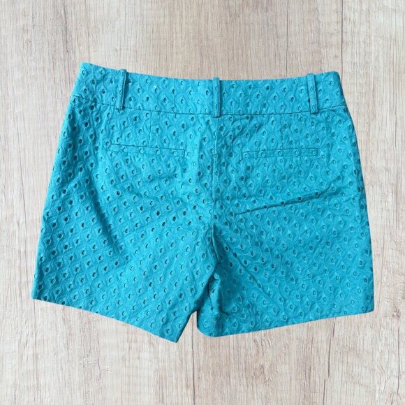 Ann Taylor LOFT The Riviera Short Turquoise Blue Eyelet Women's 4 - Picture 3 of 3